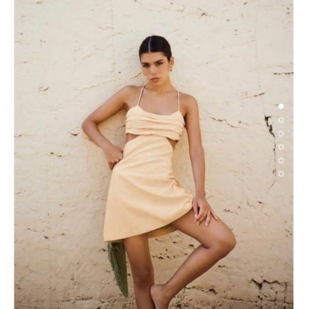 ZARA Linen Blend Dress with Cut-out - Picture 3 of 7